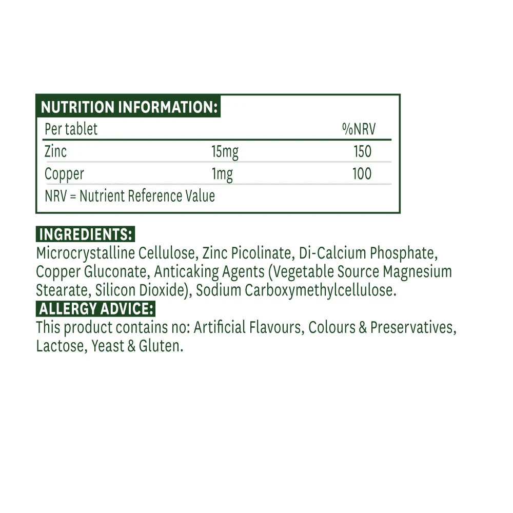Natures Aid Zinc Picolinate 15 mg 30 Tablet - Obrázek 2