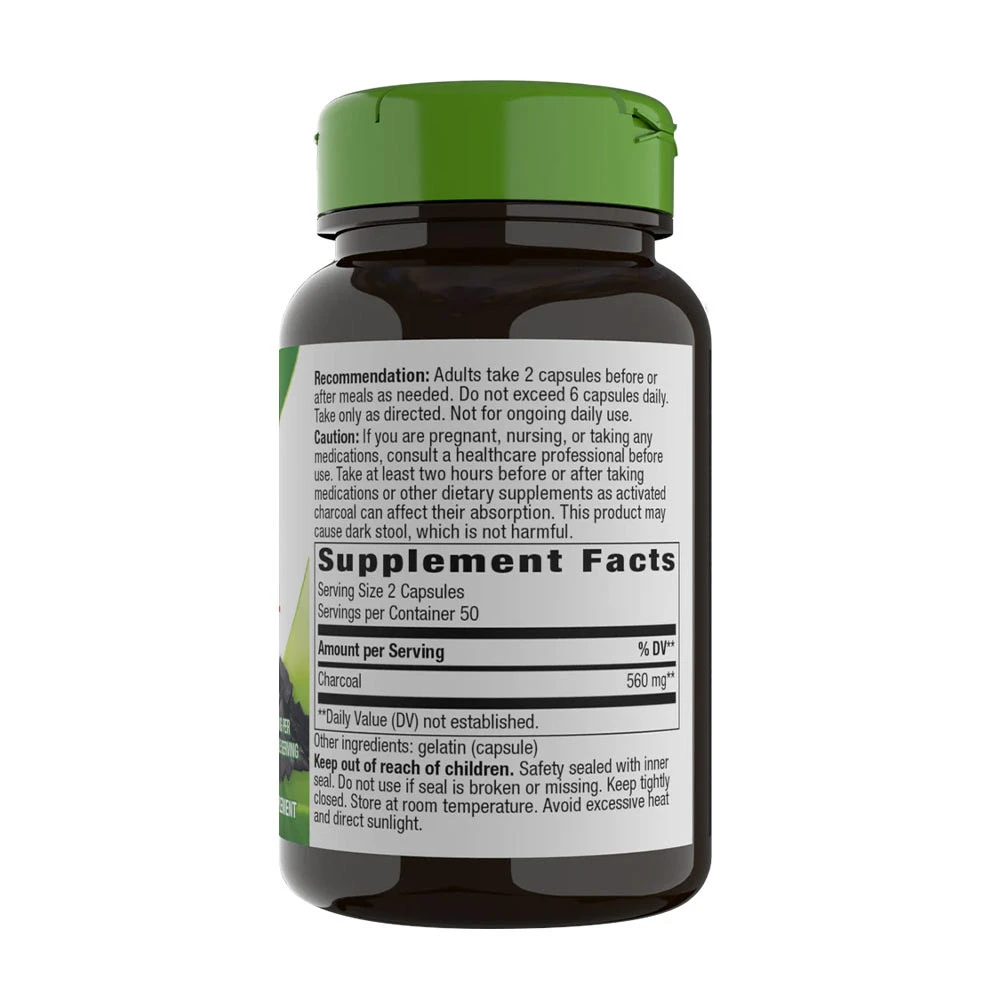 Natures Way Activated Charcoal 100 Kapsle - Obrázek 7