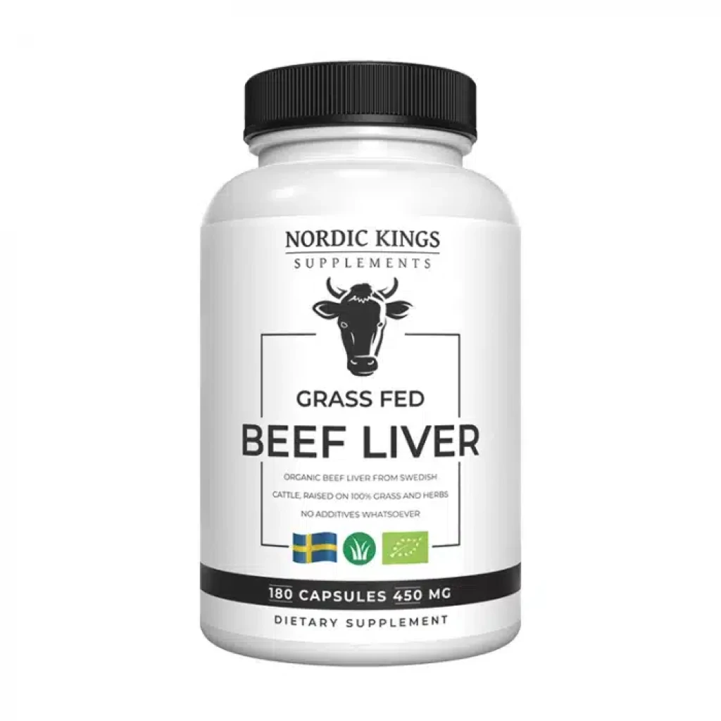 Nordic Kings 100% Grass-Fed Organic Beef Liver – 180 Capsules - Eco Supplements CZ