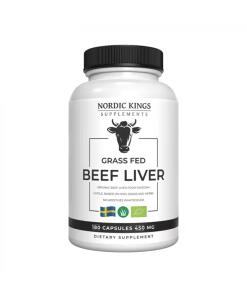 Nordic Kings 100% Grass-Fed Organic Beef Liver – 180 Capsules - Eco Supplements CZ