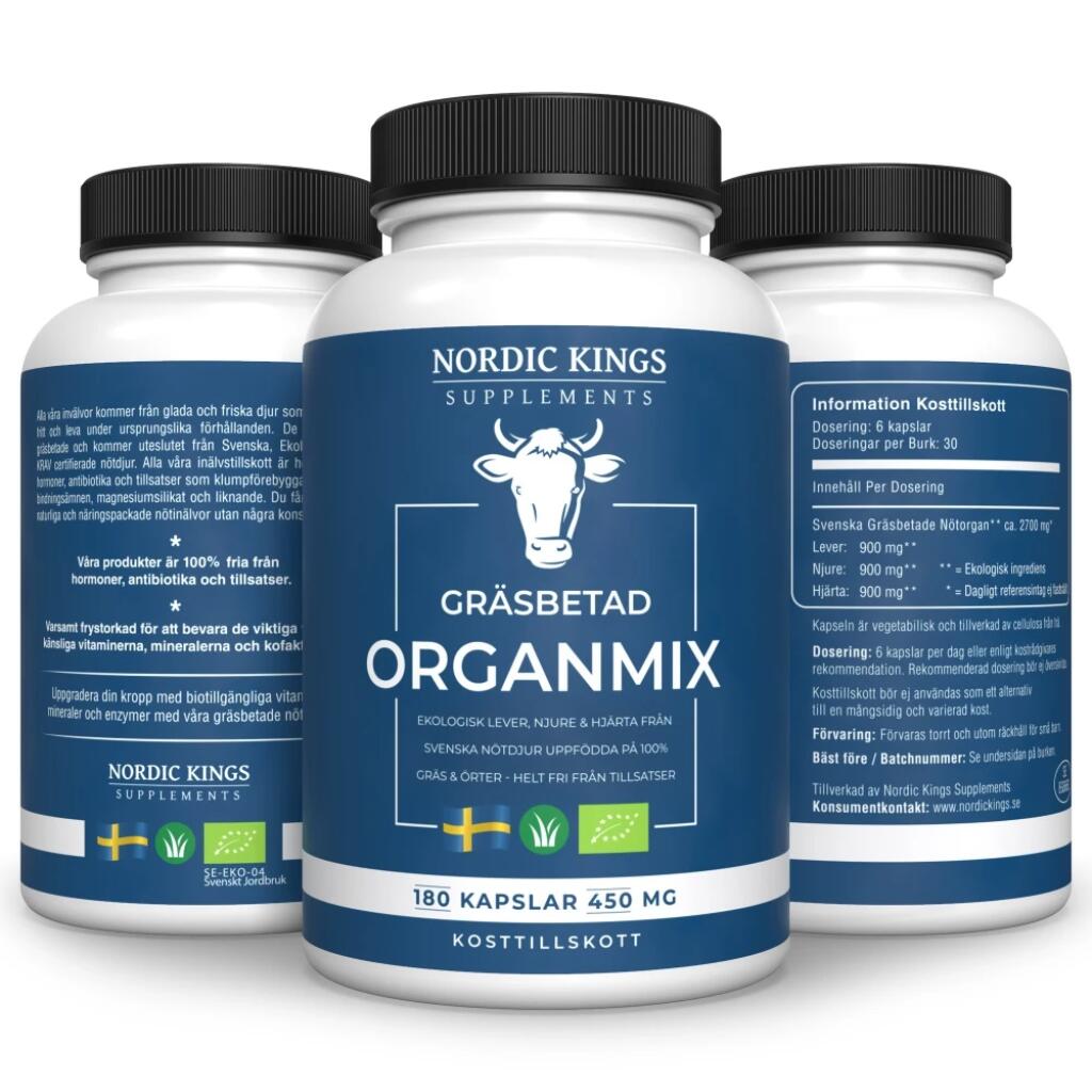 Nordic Kings 100% Grass-Fed Organic Organ Mix – 180 Capsules - Eco Supplements CZ