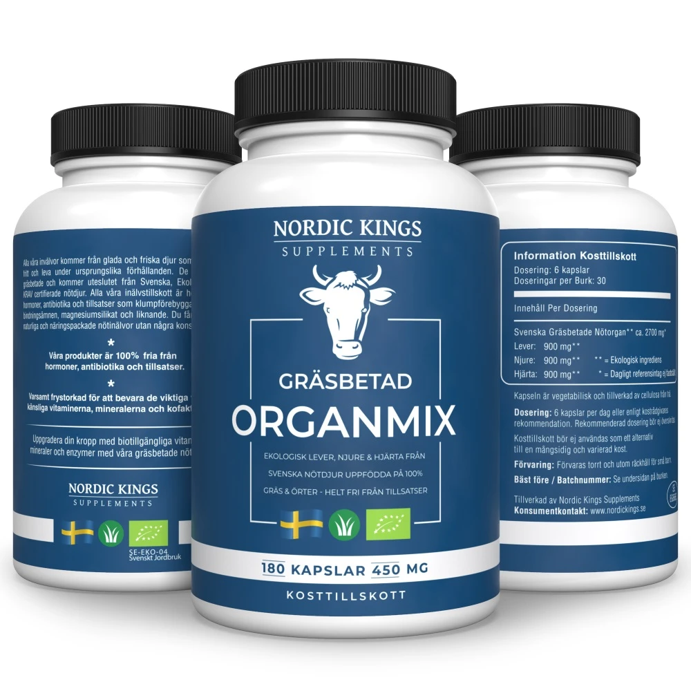 Nordic Kings 100% Grass-Fed Organic Organ Mix – 180 Capsules - Eco Supplements CZ