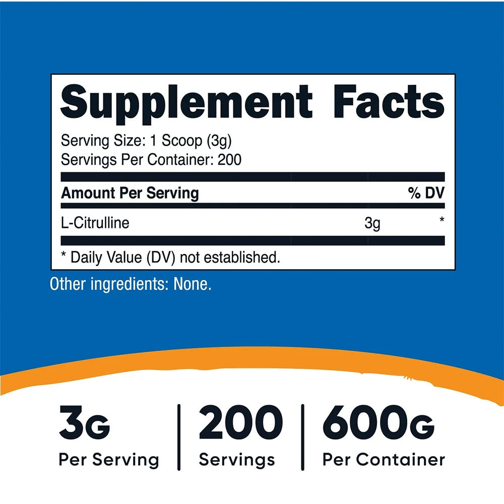 Nutricost L-Citrulline Prášek 600 g - Obrázek 2