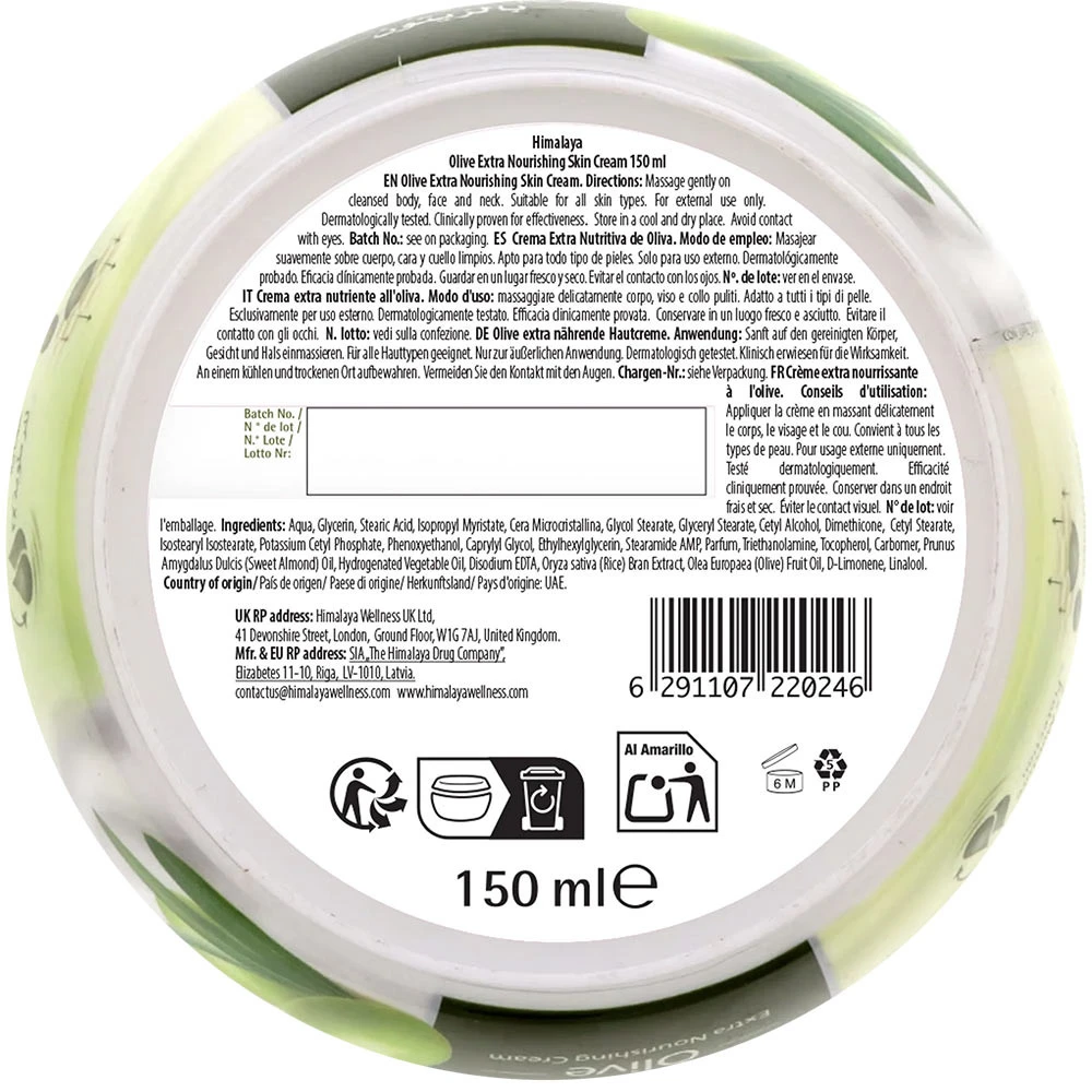 Himalaya Olive Extra Nourishing Krém 150 ml - Obrázek 2