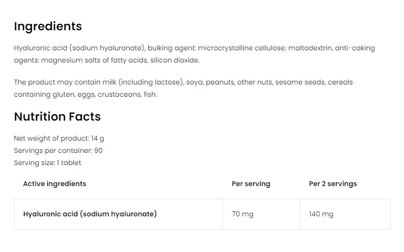 Ostrovit Hyaluronic Acid 90 Tablet - Obrázek 2