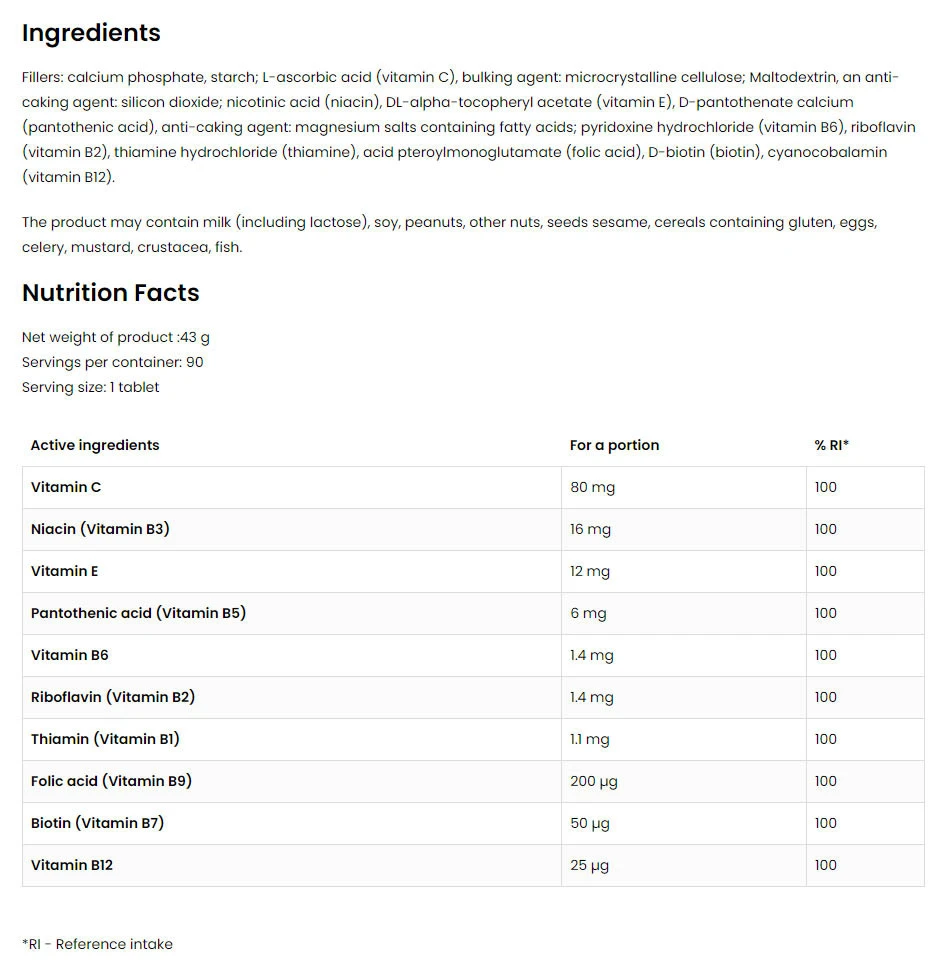Ostrovit Vitamin B Complex 90 Tablety - Obrázek 2
