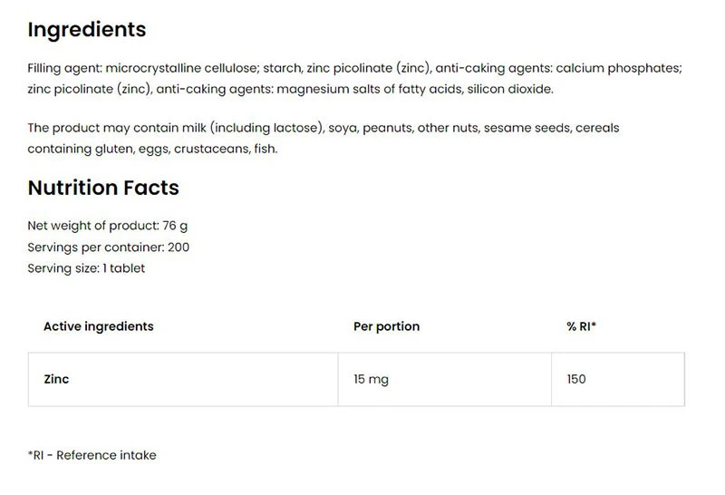 Ostrovit Zinc Picolinate 200 Tablety - Obrázek 2