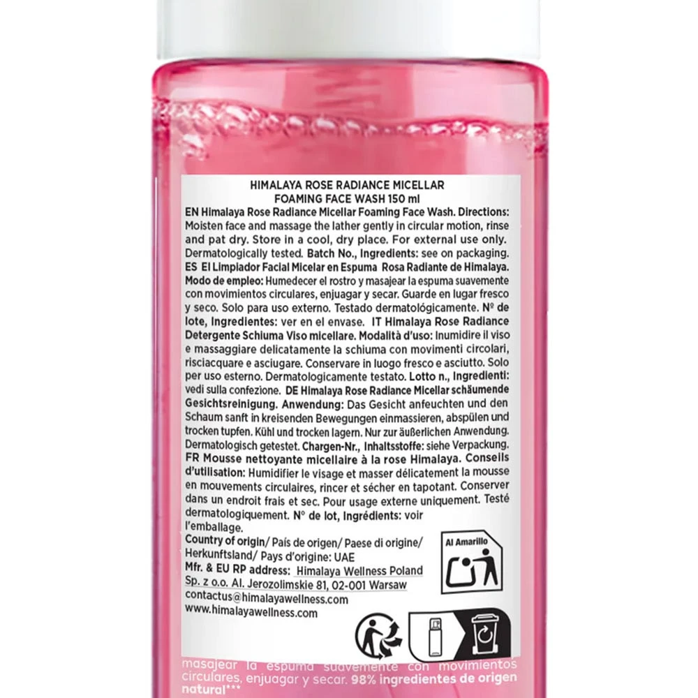 Himalaya Rose Radiance Micellar Foaming Face Wash 150 ml - Obrázek 2