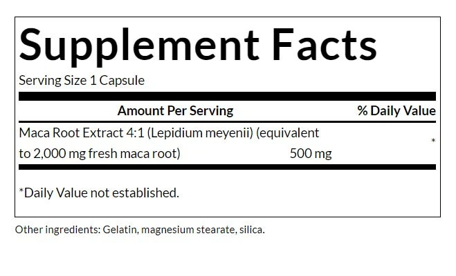 Swanson Maca Extrakt 500mg 60 Kapsle - Obrázek 3