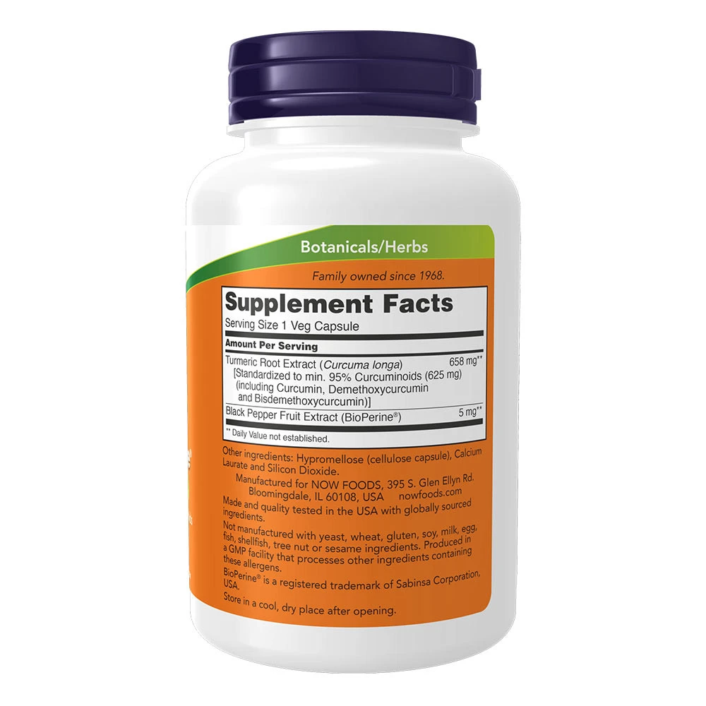NOW Foods Turmeric Curcumin s BioPerine 90 Kapsle - Obrázek 2