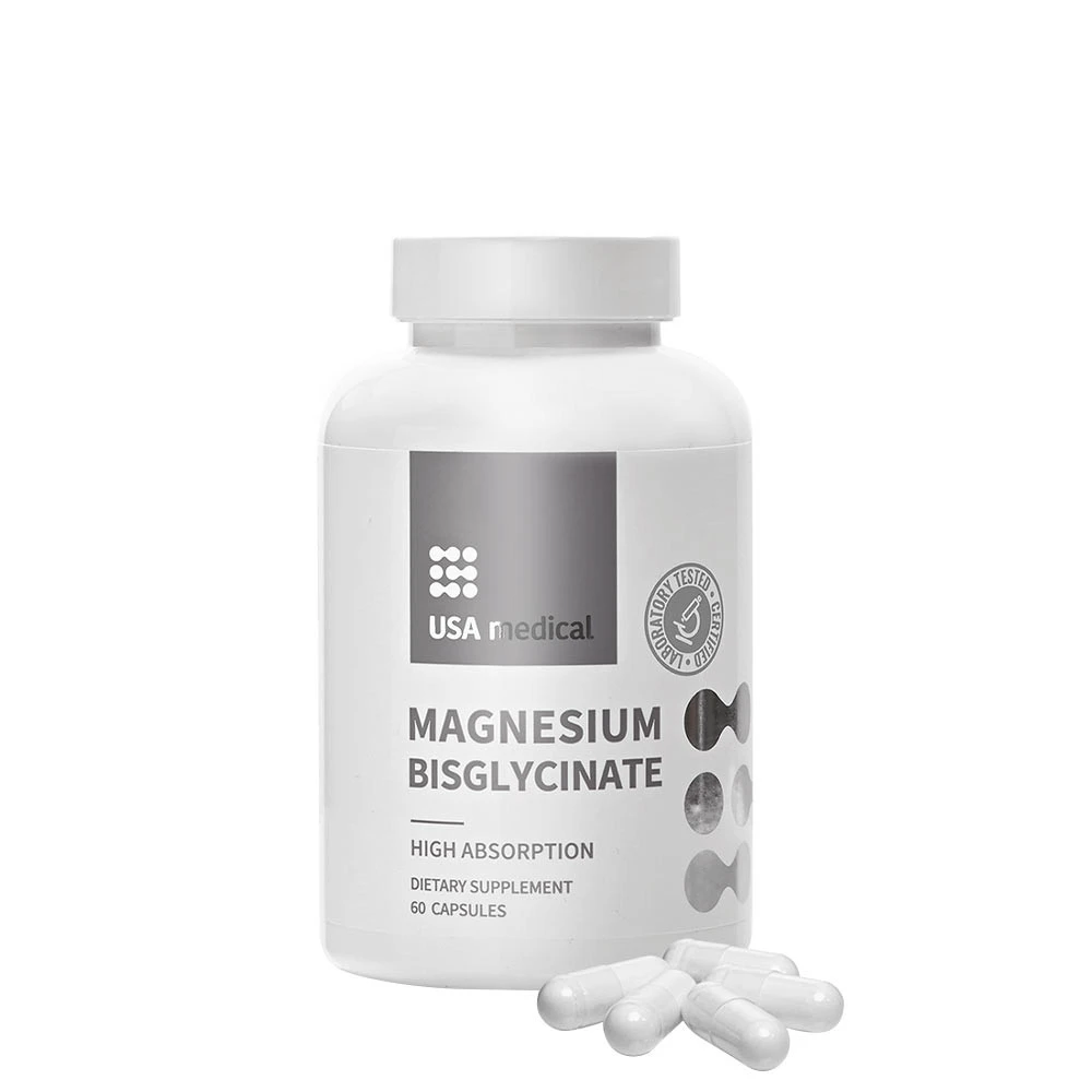 USA medical Magnesium Bisglycinate (60 Capsules) - Eco Supplements CZ