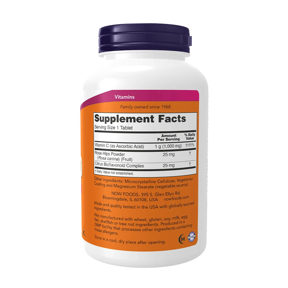 NOW Foods Vitamin C-1000 with Rose Hips & Bioflavonoids 250 Tablet - Obrázek 2