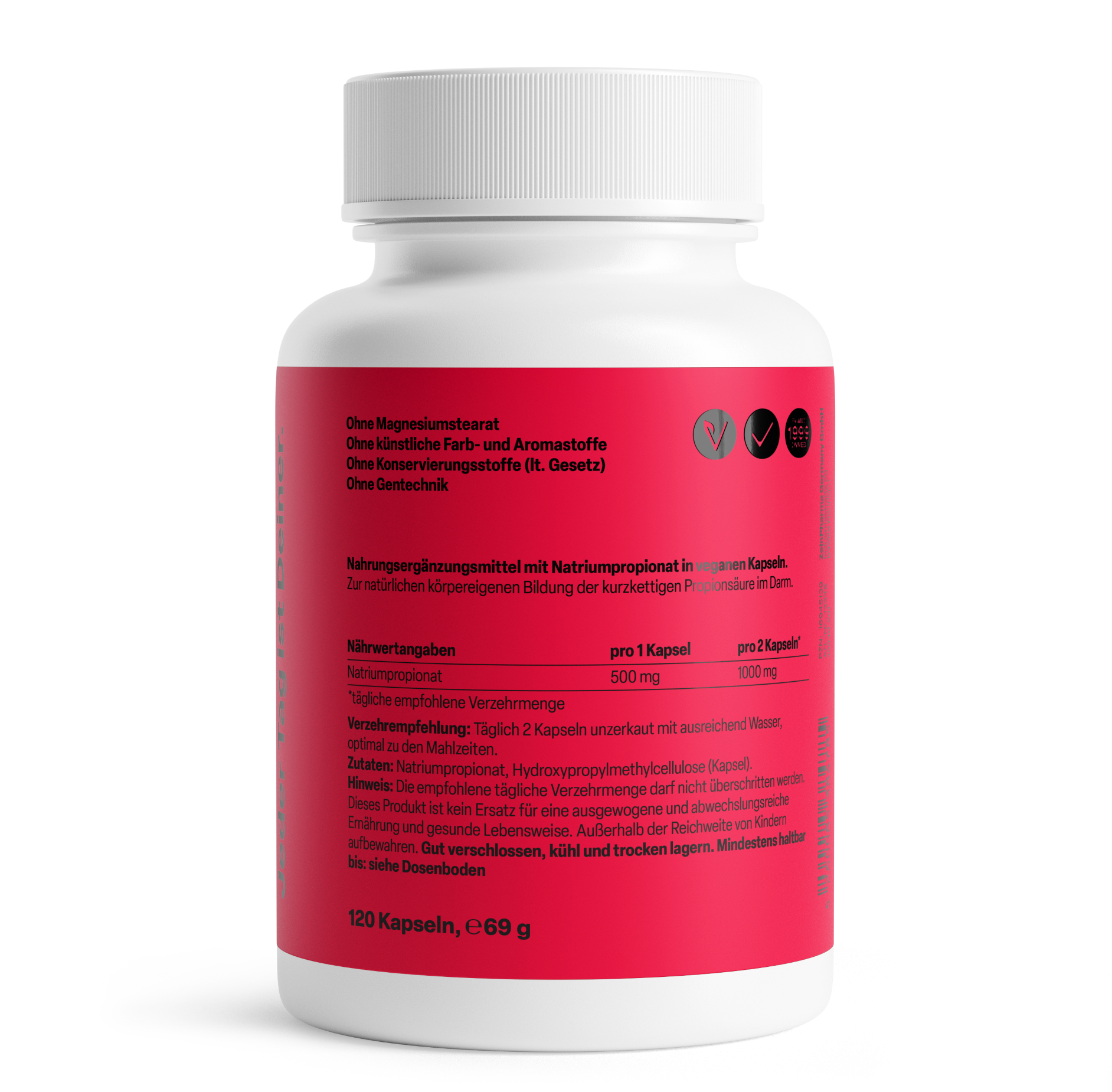 Zein Pharma Propionic Acid 500mg Kapsle 120 ks - Obrázek 3